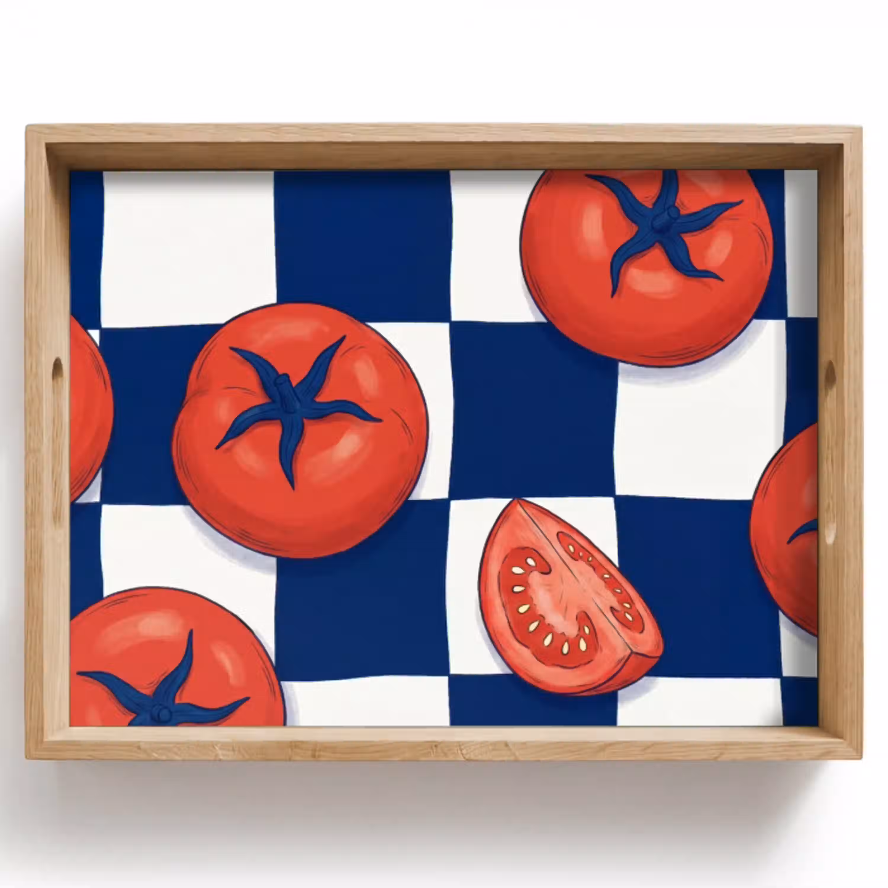 Eten - Tomaten - Keuken - Illustratie - Rood-Blauw Dienblad Rechthoek middel -z3d_shopping