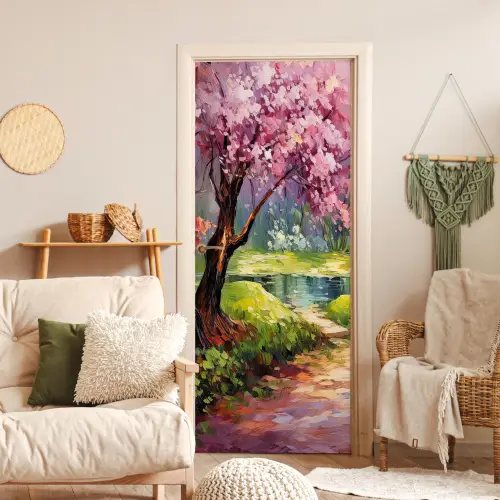 Watercolor - Natuur - Bomen - Kunst - Bloemen deurposter klein -sfeer2
