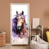Paard - Dieren - Meisjes - Paars - Bruin deurposter klein -sfeer1