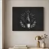 Champagnefles - Lauriertakken - Zwarte achtergrond Textielframe zwart klein -sfeer2