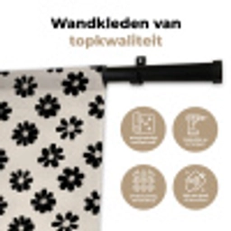 Grafisch - Madeliefjes - Zwart - Beige Wandkleed katoen klein 269 -sfeer2