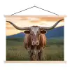 Longhorn - Landschap - Zonsondergang textielposter latten blank klein -3d