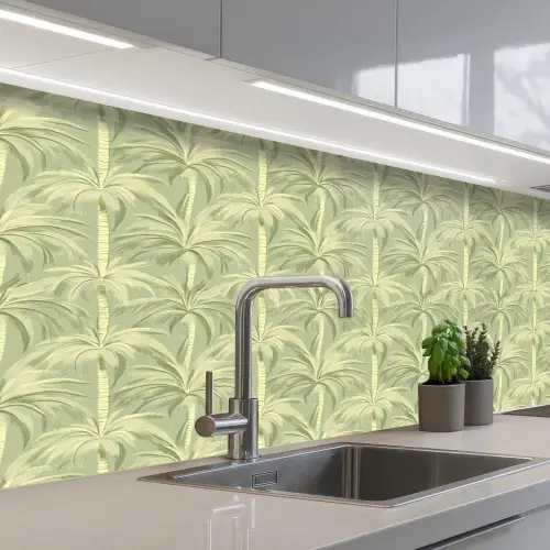 Palmwoud - Tropisch - Groen keuken achterwand 2 middel 871 -3d_schuin