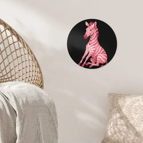 Zebra - Roze - Gestreept Wandcirkel behangsticker klein -sfeer4