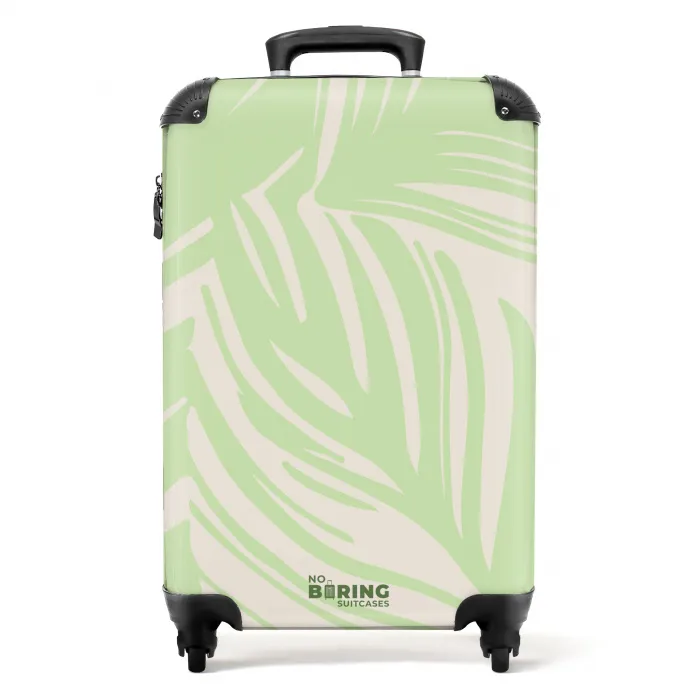 Grote bladeren in lichtgroen met beige NBS - Handbagage koffer - Kinderen Unisex middel -productfoto_recht