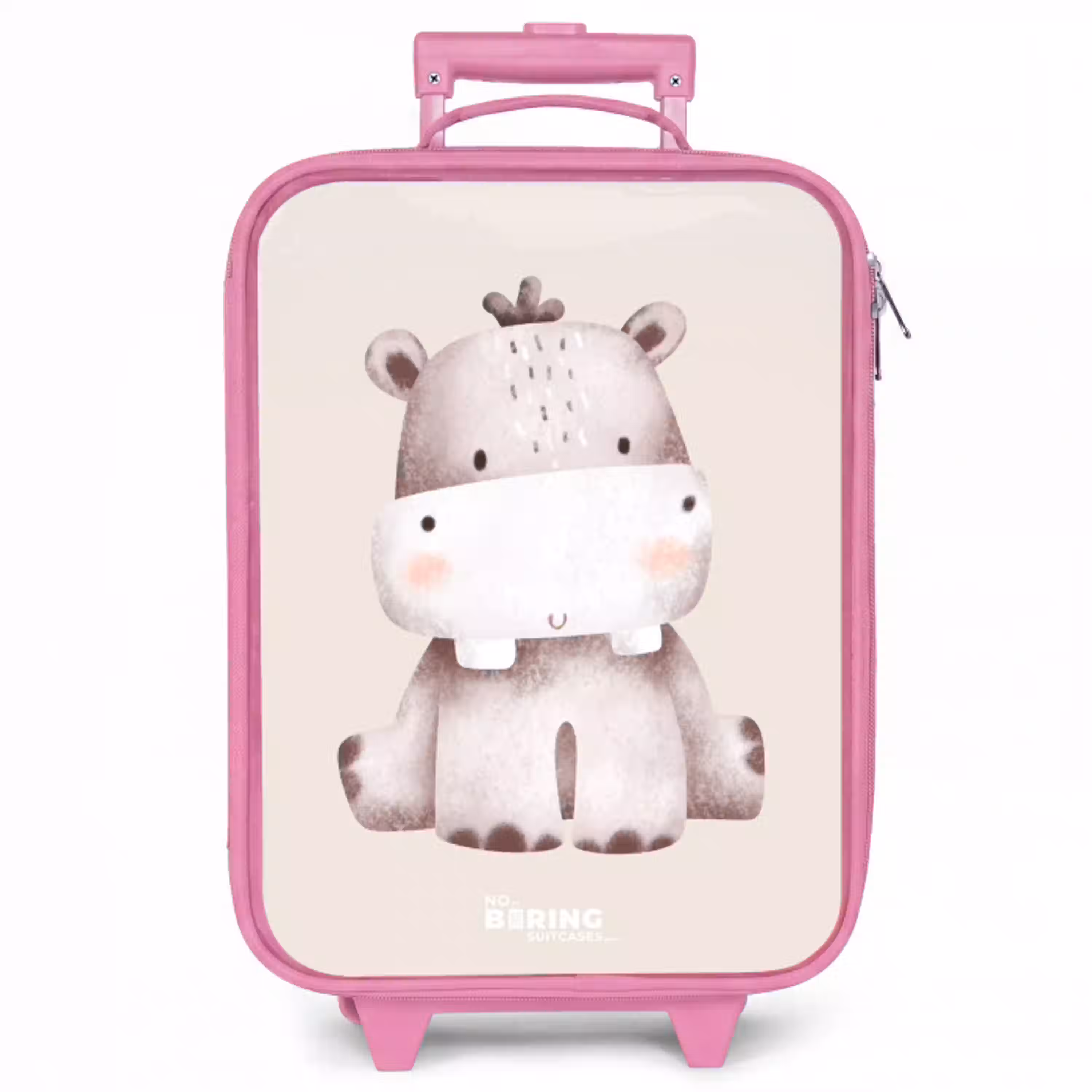 Nijlpaard op beige achtergrond illustratie Kinderkoffer - Roze klein -zzz_website3d