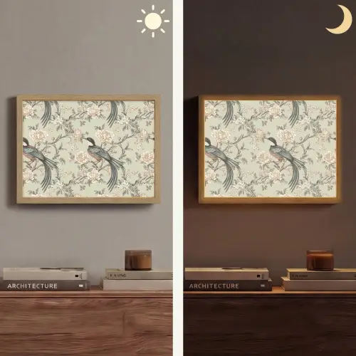 Bloem - Vogel - Kleurrijk Light Box met batterij (Wandlamp) middel 907 -sfeer3