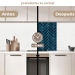 Visgraatmotief - Tegels - Diepblauw keuken achterwand 2 middel 865 -voor-na2_ES