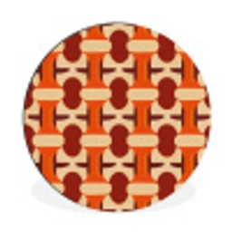 Geometrisch - Retro - Oranje Wandcirkel aluminium klein 190 -3d