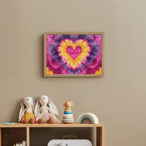 Tie dye - Hartvorm - Vlammen - Oranje Light Box met batterij (Wandlamp kind) middel -sfeer2_kind