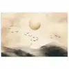 Landschap - Japandi - vogel poster papier klein -3d