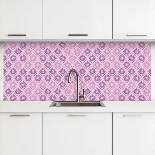 Bloemenruit - Patroon - Paars keuken achterwand 2 middel 871 -3d