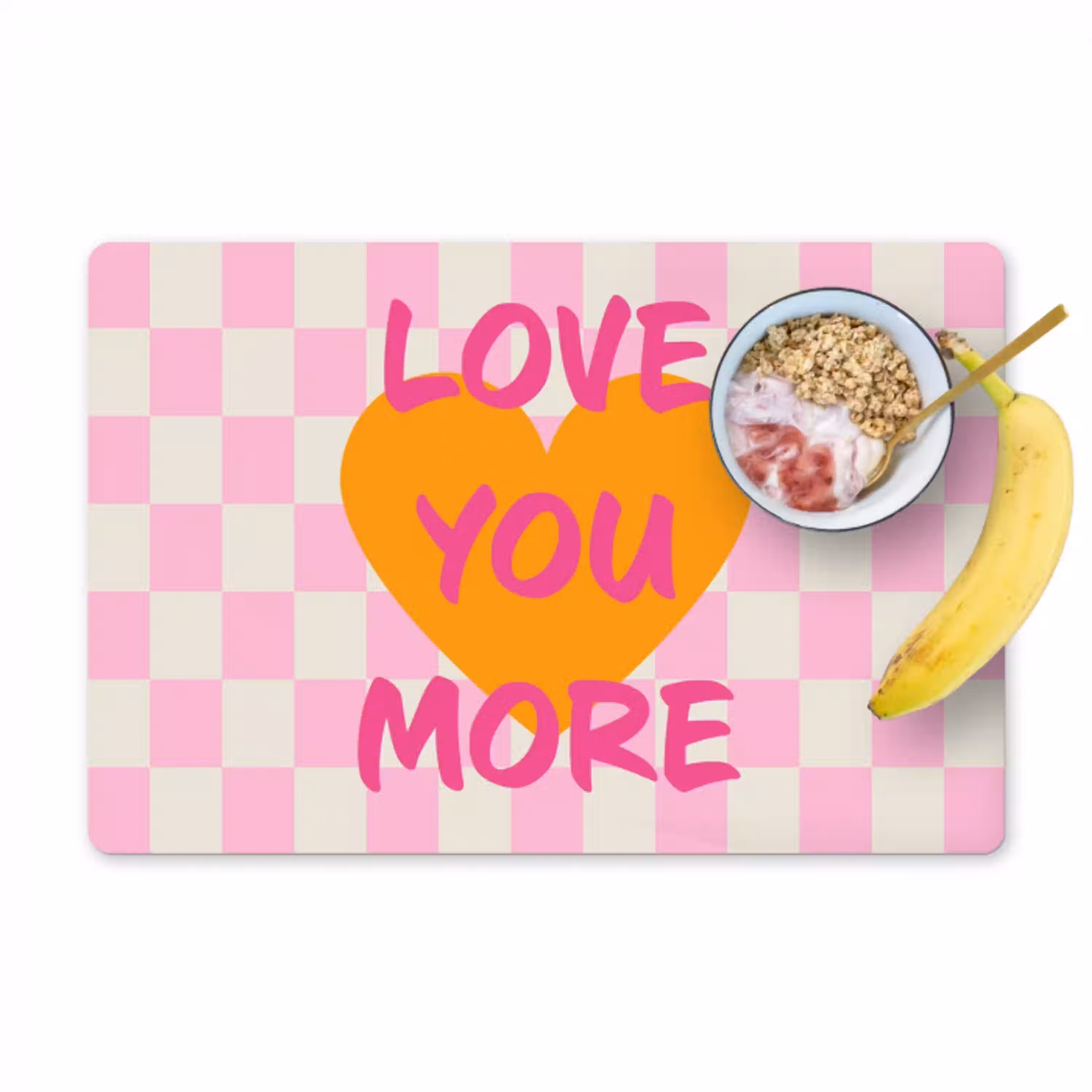 Valentijn - Love - Roze - Oranje Placemat vinyl groot -zzzproduct_Kitchenyeah-website