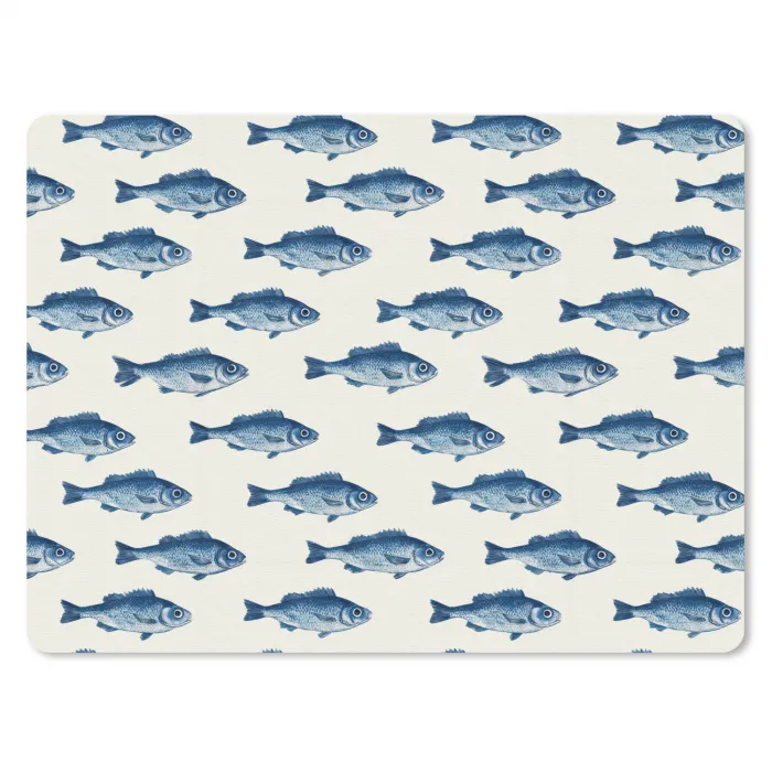 Vis - Patroon - Blauw muismat rubber klein 262 -3d