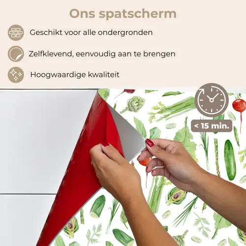 Groente - Patroon - Groen - Rood keuken achterwand spatscherm klein 900 -spatscherm_NL