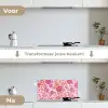 Bloemenpatroon - Roze - Oranje - Bloemen keuken achterwand spatscherm klein -voor_na_NL