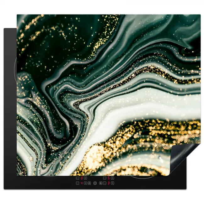 Golvend Marmer met Gouden Glans Inductie beschermer vinyl 3mm middel -3d