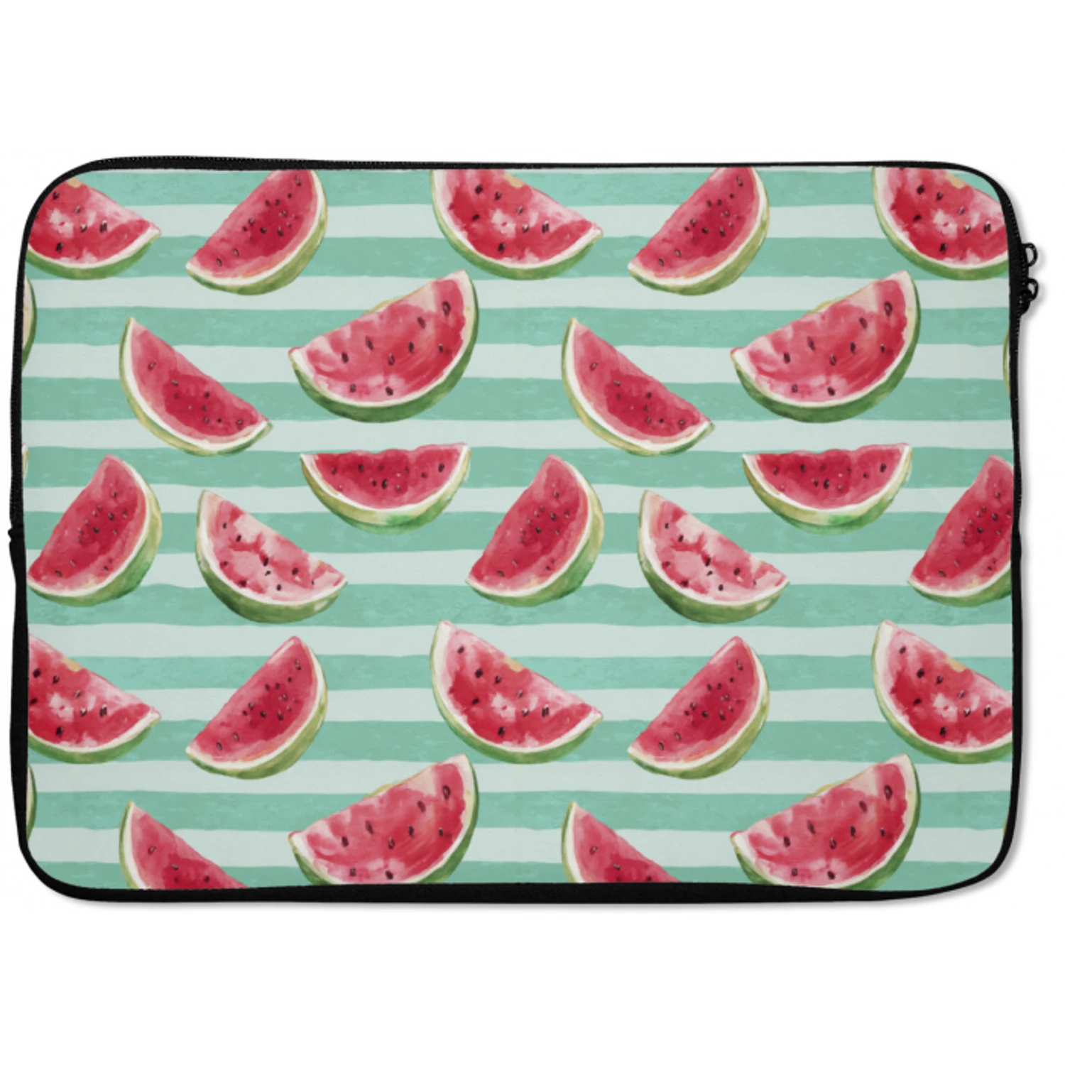 Watermeloen - Strepen - Groen laptophoes neopreen klein 279 -zkaufland3dotto