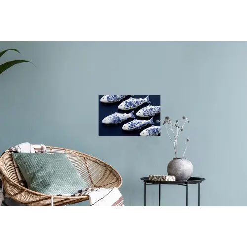 Vissen - Delfts - Blauw - Keramiek Muursticker klein -plant