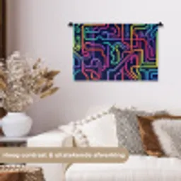 Retro - Abstract - Neon Wandkleed katoen klein -sfeer1