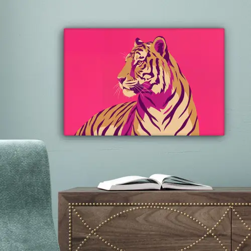 Tijger - Modern - Neon canvas 2cm klein -sfeer4