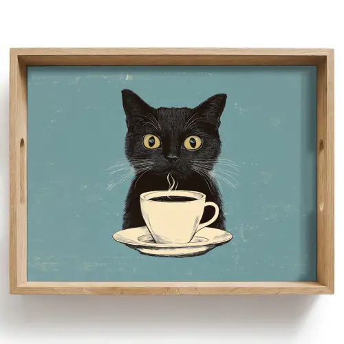 Kat - Zwart - Koffie - Minimalistisch Dienblad Rechthoek middel -z3d_shopping