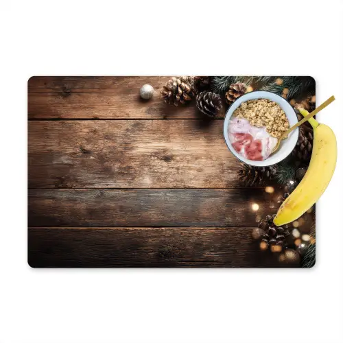 Kersthoekdecoratie - Dennenappels - Lichtjes Placemat vinyl groot -zzzproduct_Kitchenyeah-website