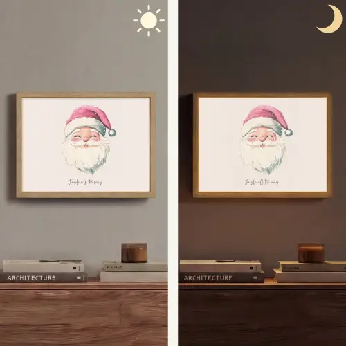 Kerstman - Kerst - Quote - Beige Light Box met batterij (Wandlamp) middel -sfeer3
