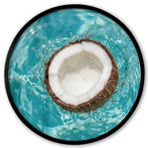 Kokosnoot - Water - Wit Fotolijst rond zonder passe partout klein -3d