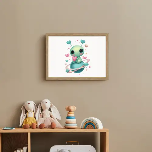Ruimte - Wezen - Hartjes - Planeet Light Box met batterij (Wandlamp kind) middel -sfeer2_kind