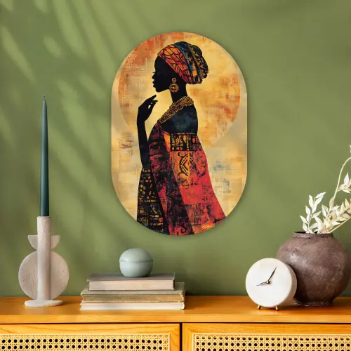 Vrouw - Silhouet - Patronen - Sierlijk Wandcirkel Ovaal Forex klein -sfeer2