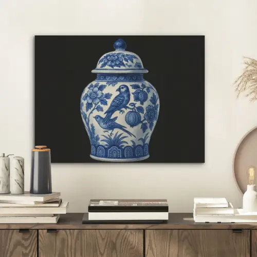 Pot - Delfts Blauw - Bloemen PET vilt klein -sfeer1