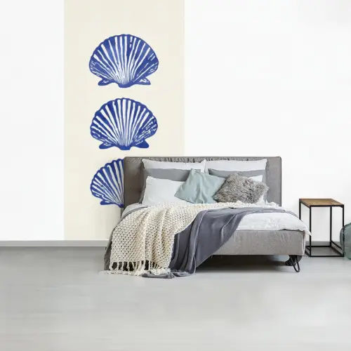 Schelpen - Blauw - Patroon fotobehang vinyl groot -slaapkamer