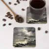 Vuurtoren - Golven - Storm onderzetter kurk middel -sfeer2