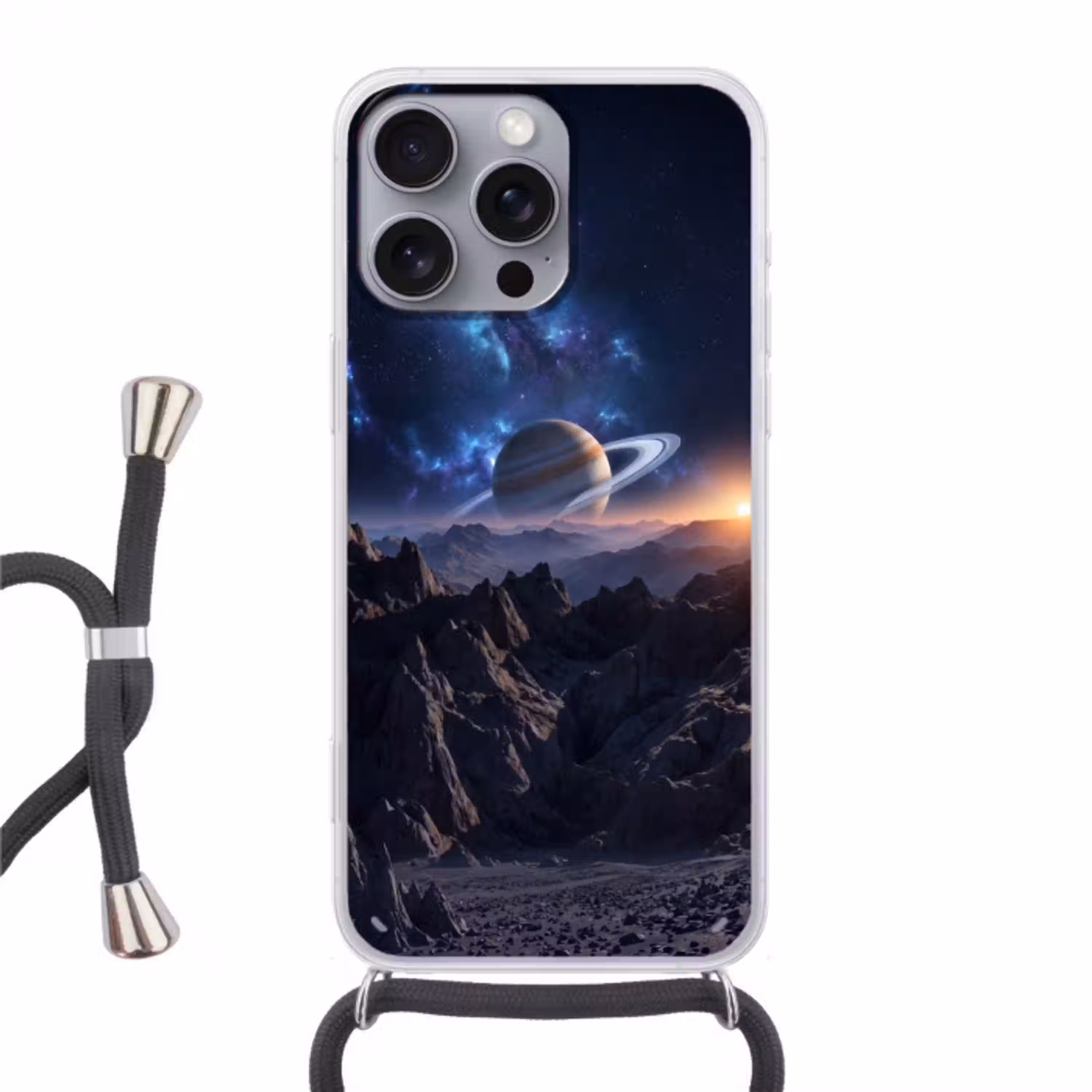 Fantasy - Kosmos - Landschap Hoesje iPhone 16 Pro Max met koord klein -3d