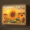 Zonnebloem - Bloemen - Geel - Bloemenveld met zonnebloemen Light Box met batterij (Wandlamp) middel -z3d_website