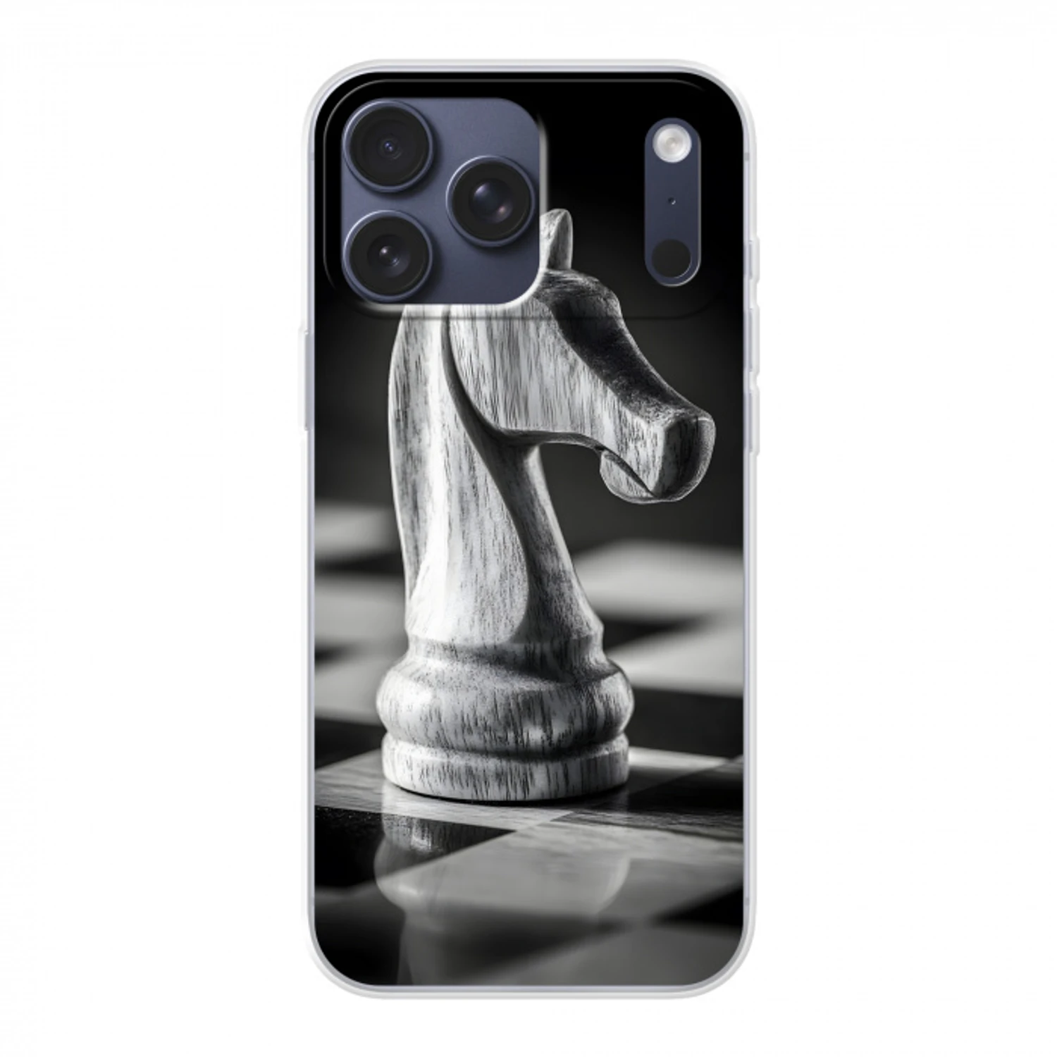 Paard - Hout - Schaalbord - Zwart Telefoonhoesje iPhone 17 Pro Max klein -3d