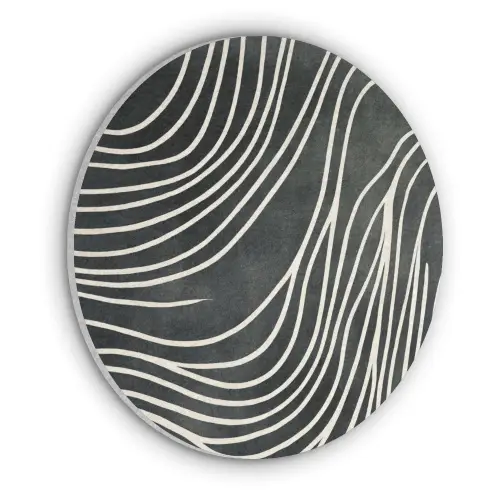 Lijnen - Patroon - Abstract - Wit Akoestische PET Vilt - Rond klein -3d