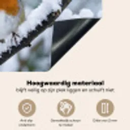 Roodborstje - Tak - Sneeuw - Winter - Levendig Inductie beschemer met haakjes klein -ky-onderkant-nl