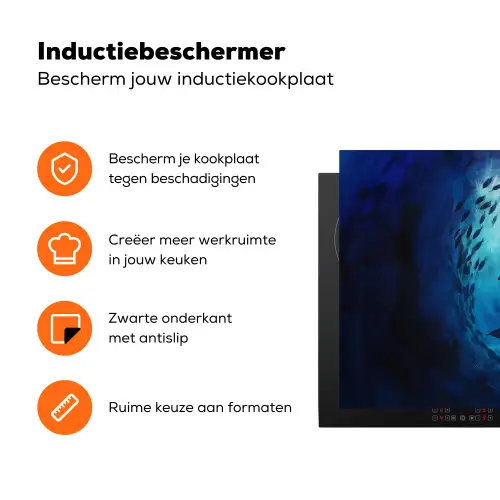 Walvis - Vissen - Donkerblauw Inductie beschermer vinyl 3mm klein -zzzzzzz-td-ups
