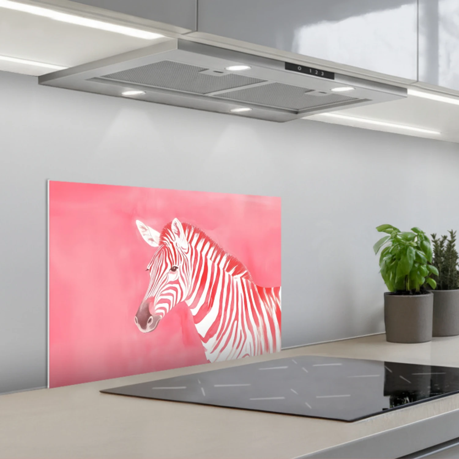 Zebra - Pink - Verf keuken achterwand spatscherm klein -3d_schuin
