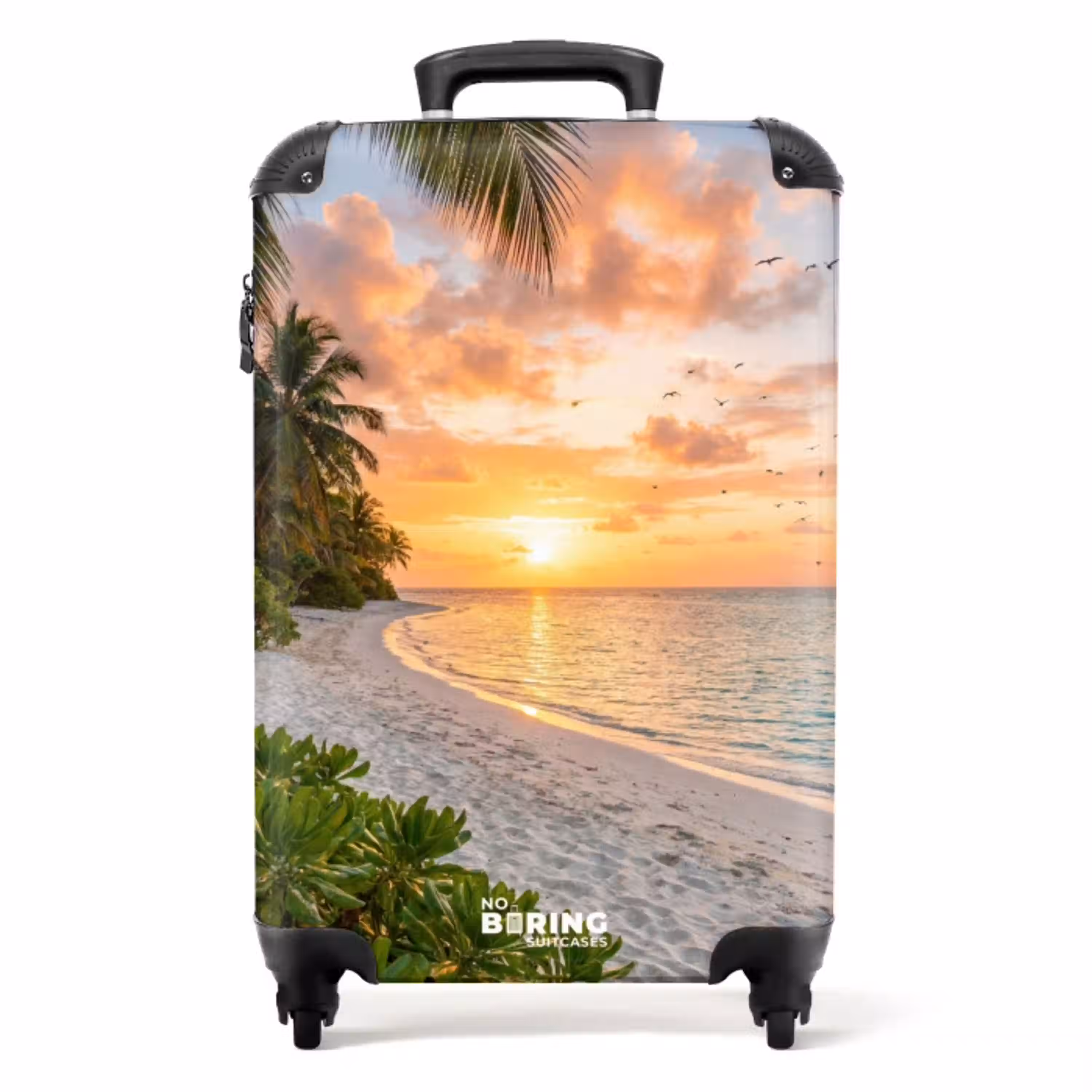 Strand - Zonsondergang - Palmbomen - Tropisch - Natuur NBS - Handbagage koffer - Volwassenen Unisex middel -productfoto_recht