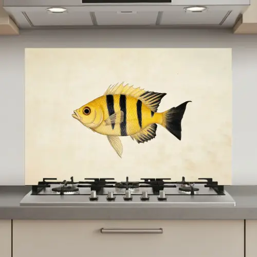 Geel - Vis - Strepen - Tropisch keuken achterwand spatscherm klein -3d_website