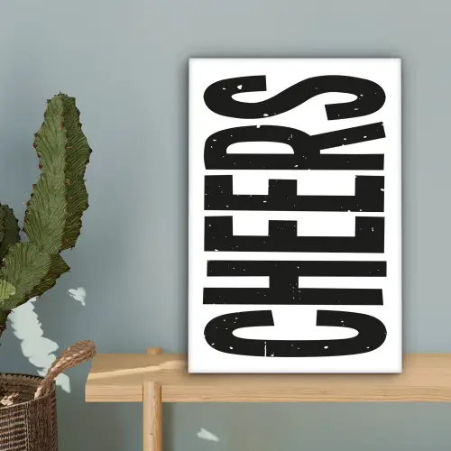 Retro - Cheers - Zwart - Decoratie canvas 2cm klein -sfeer4