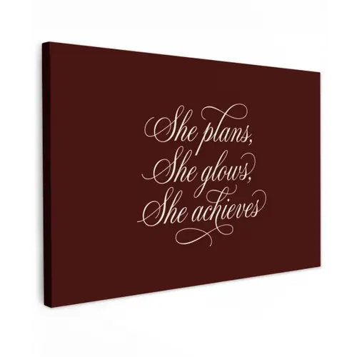 She plans she glows she achieves - Rood - Cursief canvas 2cm klein -z3d