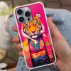 Tijger - Kimono - Planten - Roze Hoesje iPhone 16 Pro Max met koord klein -sfeer3