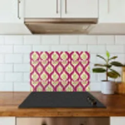 Retro - Floraal - Paars keuken achterwand spatscherm klein 900 -sfeer2