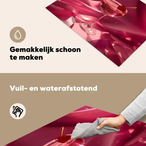 Cocktail - Pink - Luxe Inductie beschemer met haakjes klein -ky-schoon-nl