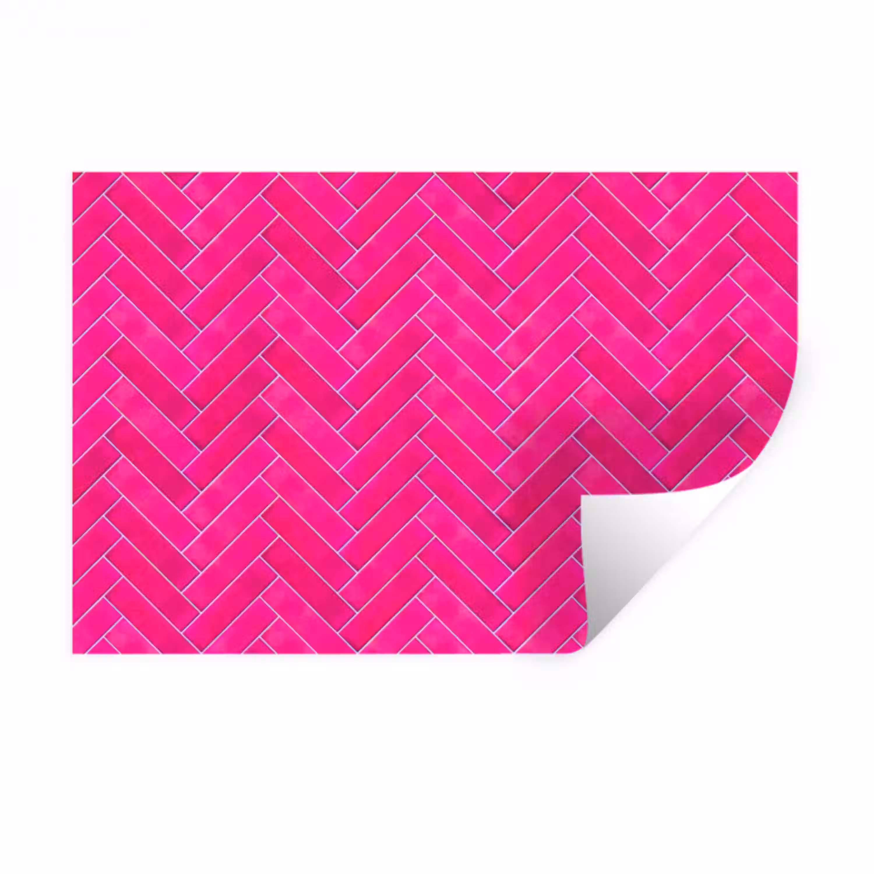 Visgraat - Wandtegel - Fuchsia - Roze Muursticker klein 286 -3d