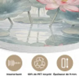 Aquarel - Lotusbloemen - Kleurrijk Akoestische PET Vilt - Rond klein -closeup_FR